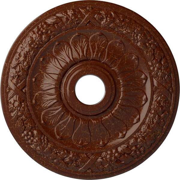 Ekena Millwork Swindon Medallion (Canopies up to 6 1/8"), 24"OD x 4"ID x 1 1/2"P, Burnished Mahogany Crackle CM24SWBMC - main